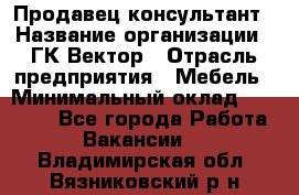 Продавец-консультант › Название организации ­ ГК Вектор › Отрасль предприятия ­ Мебель › Минимальный оклад ­ 15 000 - Все города Работа » Вакансии   . Владимирская обл.,Вязниковский р-н